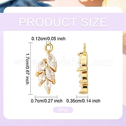 6 Stk. Messing Micro Pave klarer Zirkonia Anhänger&nbsp;ZIRC-YW0001-23