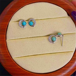 Boucles d'oreilles dormeuses en turquoise synthétique&nbsp;EJEW-C178-01B