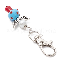 10 pz. decorazioni pendenti in vetro a forma di fungo e angelo con perle e lavorazione a lume&nbsp;HJEW-MZ00232