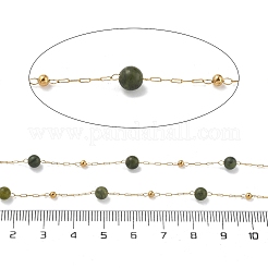Chaînes à maillons en jade naturel et perles en acier inoxydable 304&nbsp;CHS-K021-08A-08