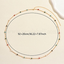 Collar largo de acero inoxidable esmaltado con forma de palomitas de maíz y rondelle de colores para mujer&nbsp;OU3594