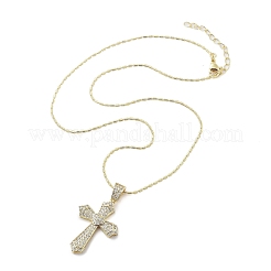 Collane con ciondolo in ottone e zirconi cubici trasparenti per donna&nbsp;NJEW-M009-05G-C
