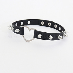 Chokerhalsketten aus PU-Leder mit Spike-Nieten und Herzgliedern für Damen&nbsp;FS-WGC3189-01