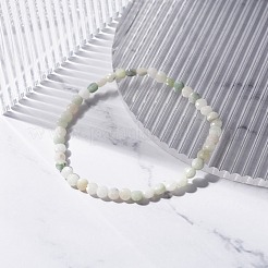 Pulsera elástica con cuentas de pepita facetadas de jade myanmar natural/jade birmano&nbsp;BJEW-JB07217-01
