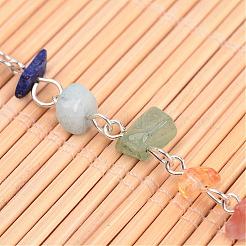 Chakra handgefertigten Edelstein-Chip Perlen Ketten aus Messing für Ketten oder Armbänder machen&nbsp;AJEW-JB00214-02