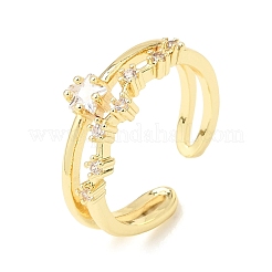 Bagues ouvertes en laiton avec micro pavé de zircones cubiques pour femmes&nbsp;CU-CBAE7DF-47G