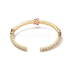 Bracciali aperti con fiore di zirconi cubici&nbsp;BJEW-P281-01G-01
