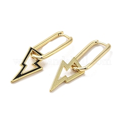 Orecchini a cerchio pendenti in vero ottone placcato oro 18k con fulmine&nbsp;EJEW-L268-018G-02
