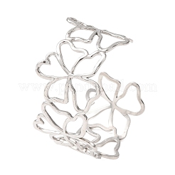 Brazaletes abiertos de acero inoxidable 304 con forma de flor hueca para mujer.&nbsp;SA-CBABC9E-02P