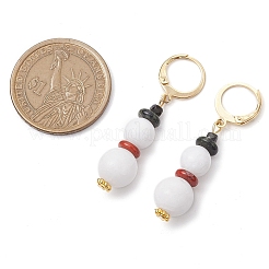 Boucles d'oreilles à levier en acier inoxydable 304 et jade blanc&nbsp;EJEW-JE06161-01