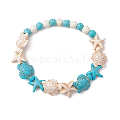 Bracelets extensibles en perles de magnésite synthétique et de turquoise pour femmes&nbsp;BJEW-TA00580