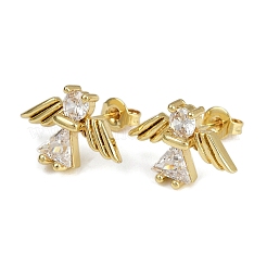 Boucles d'oreilles à tige en laiton avec micro pavé de zircons cubiques transparents&nbsp;EJEW-L101-03G