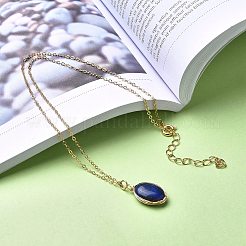 Collares pendientes envueltos en alambre de lapislázuli natural&nbsp;X-NJEW-JN03080-03