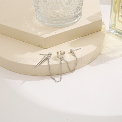 Cône alliage alliage double piercing gland chaîne manchette crawler grimpeur cartilage boucles d'oreilles&nbsp;WG04085-06