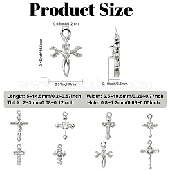 8 pièce 8 styles de breloques en laiton micro pavées en zircone cubique transparente&nbsp;KK-CJ0004-22