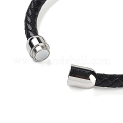 Pulseras de cordón de cuero trenzado con cuentas redondas de piedra de ojo de águila natural para hombres y mujeres&nbsp;BJEW-A009-11P-06