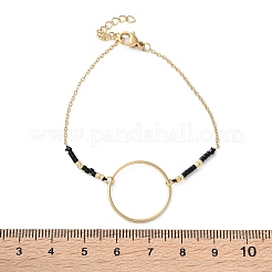 Bracelets à maillons en perles de verre et acier inoxydable 304&nbsp;BJEW-A036-18G