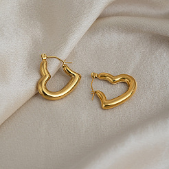 Orecchini a cerchio a forma di cuore in acciaio inossidabile 304 per donna&nbsp;NV8821