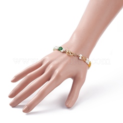 Bracciale con perle di conchiglia e fiore intrecciato con perline di vetro&nbsp;BJEW-TA00087