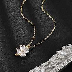 Colliers pendentifs en laiton micro pavé de zircons cubiques trèfle à quatre feuilles pour femmes&nbsp;NJEW-S448-02G
