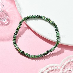 Braccialetti elasticizzati con perline rotonde piatte e naturali di turchese africano (diaspro) da donna&nbsp;BJEW-JB09717-08