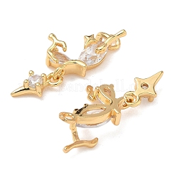 Pendenti in zirconi cubici trasparenti in micro pavè di ottone&nbsp;KK-H0526-17G