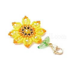 Decorazioni pendenti a forma di girasole con perline di vetro&nbsp;HJEW-MZ00334