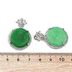 Gefärbte natürliche Myanmar Jade Blume flache runde Anhänger&nbsp;KK-Q050-01A