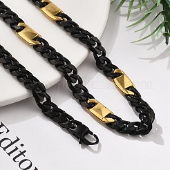 304 Edelstahl Cuban Link Kette Halsketten für Frauen Männer&nbsp;NJEW-A033-01A-EB