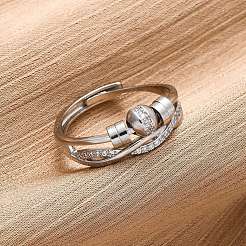 Anelli da dito in ottone micro pavé di zirconi cubici trasparenti per le donne alleviano l'ansia&nbsp;RJEW-S624-05P-02