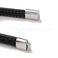 Geflochtene Armbänder aus schwarzem PU-Leder für Herren&nbsp;BJEW-K243-34AS