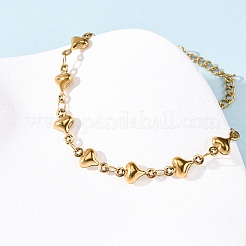 Bracciali a maglie a cuore in acciaio inossidabile 304 per donna&nbsp;BJEW-L706-03G