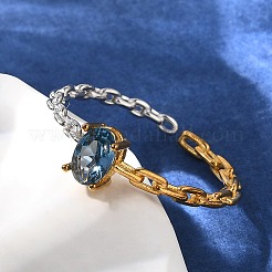 925 anillo abierto con circonita cúbica pavé en plata de ley&nbsp;RJEW-R016-01G&P-02