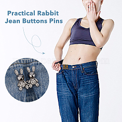 10 Stück verstellbare Jeans-Anstecker in Kaninchenform&nbsp;AJEW-DC0001-17
