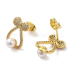 Boucles d'oreilles à tige en laiton avec nœud papillon&nbsp;EJEW-A040-01G