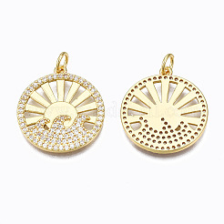 Pendenti in zirconi cubici trasparenti in micro pavè di ottone&nbsp;X-ZIRC-N039-125-NF