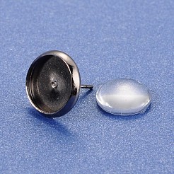 Diy laiton boucle d'oreille supports cabochon de la lunette et cabochons de verre transparent&nbsp;DIY-X0267-01-10mm-B-RS