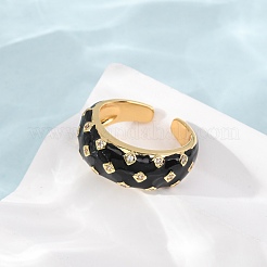 Anillos abiertos de latón con micro pavé de circonita cúbica&nbsp;CU-CBAB3AD-12G-01