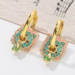 Pendientes de aro de latón con rombos&nbsp;EJEW-R016-13G-02
