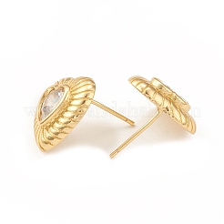 Orecchini a bottone con cuore in zirconi chiari&nbsp;EJEW-L231-69G