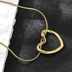 Colliers à chaîne serpent avec pendentif en forme de cœur creux en acier inoxydable 201 pour femmes&nbsp;NJEW-B124-03G