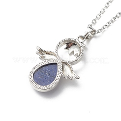 Ensemble de colliers pendentifs ange en pierres précieuses naturelles et synthétiques de 5 styles avec chaînes en acier inoxydable 304 pour femmes&nbsp;NJEW-JN04097