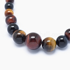 Natürliche Tigerauge graduierte Perlen Halsketten und Armbänder Schmucksets&nbsp;SJEW-L132-09