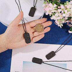 4 collar con colgante de etiqueta rectangular en relieve de acero inoxidable&nbsp;NJEW-CO0001-02EB