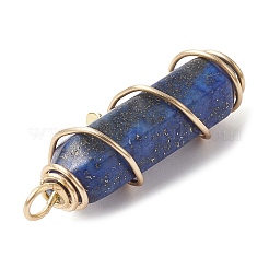 Pendentifs pointus enveloppés de fil de cuivre lapis-lazuli naturel&nbsp;PALLOY-JF02461-03