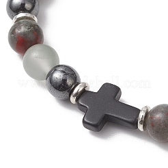 Bracelets extensibles en perles de pierre de sang africaine naturelle&nbsp;BJEW-JB13449