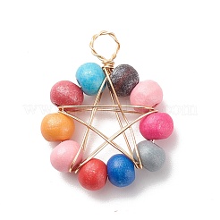 Pendentifs perles rondes en bois naturel&nbsp;PALLOY-JF01763-01