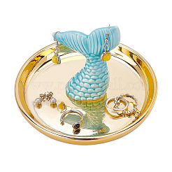 Porte-bague queue de poisson en porcelaine&nbsp;DJEW-WH0011-30