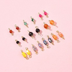 20 Stück 10 Farben gefärbter natürlicher Achat facettierter Verbinder Charms&nbsp;KK-FS0001-92