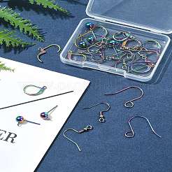 32 pz 4 stili ganci per orecchini francesi in acciaio inossidabile e componenti per orecchini a leva e perno a sfera e kit di componenti per ganci per orecchini&nbsp;STAS-FS0001-62